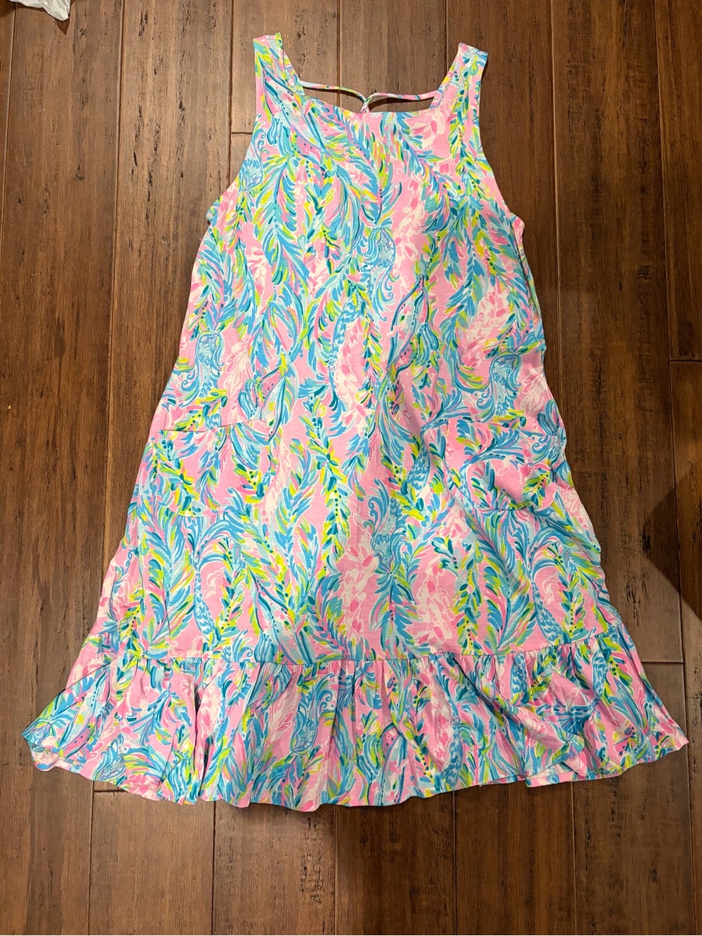 Lilly Pulitzer Pink Tropical Leaf Print A-Line Dress